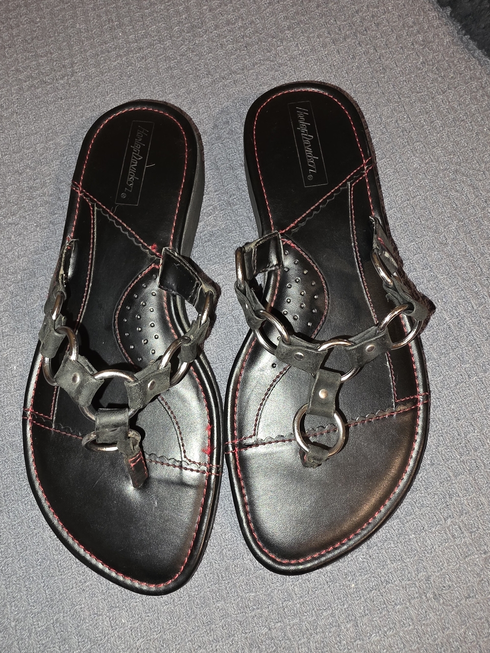 Harley-Davidson Black Leather Chain-Accent Women's Sandals